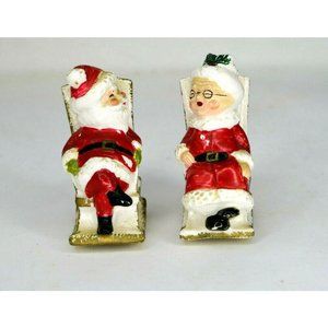 Vintage Enesco Santa And Mrs Claus In Rockers Salt And Pepper Shakers Japan